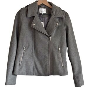 Delia*s Heather Gray Wool Blend Moto Jacket Large Asymmetrical Zip Coat
